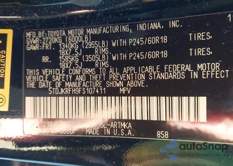 2015 Toyota Highlander Xle V6 from USA, damaged, VIN 5TDJKRFH9FS107411